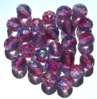 25 10mm Faceted Crystal Cranberry Montana AB Beads